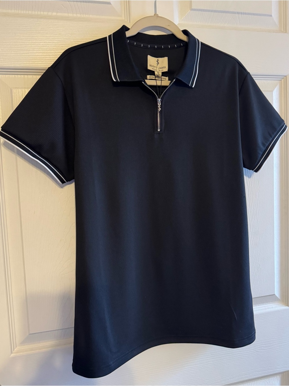 Scott James Black Zip Polo Shirt - Size Small